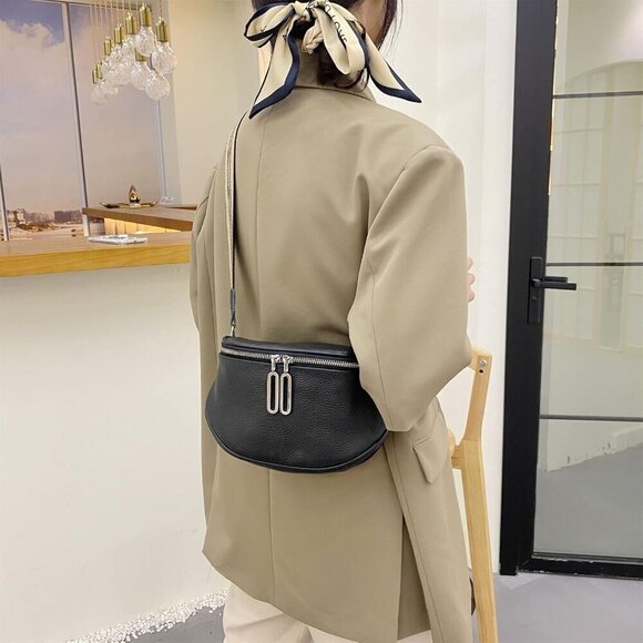 💫 Glt.etl Crossbody Bag Women Black Fashion Leather Genuine Belt Waist Pack - Picture 2 of 7